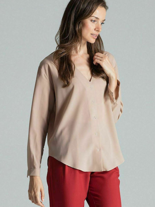 Figl M671 Women's Long Sleeve Shirt Beige 135809