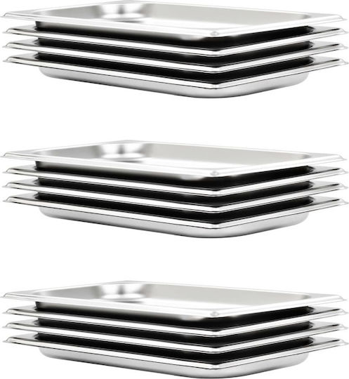 vidaXL Σκεύος Gastronorm Ανοξείδωτο GN1/3 με Βάθος 20mm (12τμχ)