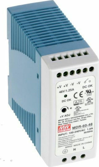 Mean Well MDR60-48 DIN Rail Power Supply 1.25A/48V/60W