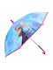 Kinder Regenschirm Gebogener Handgriff Frozen II Blau mit Durchmesser 73cm.