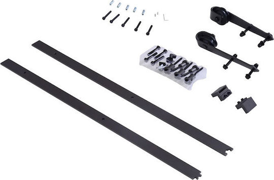 HomCom Sliding Door Mechanism for Wooden Door 180cm Black