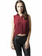 Women's Monochrome Sleeveless Shirt Burgundy