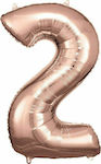 Balloon Foil Number 2 Rose Gold 50cm Pink Gold