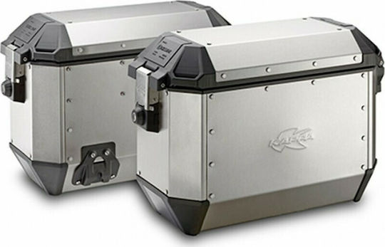Kappa Moto K'Mission Aluminium Monokey Motorcycle Hard Side Case Set 36lt in Silver Colour