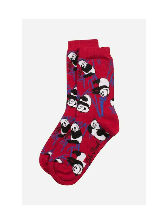 John Frank Panda Damen Gemusterte Socken Rot 1Pack