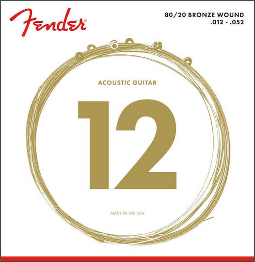 Fender 70L 80/20 Bronze Gewundene Akustikgitarrensaiten Set 12 - 52" Leicht