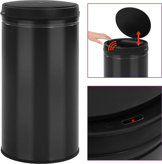 vidaXL Metallic Waste Bin with Sensor Black 60L
