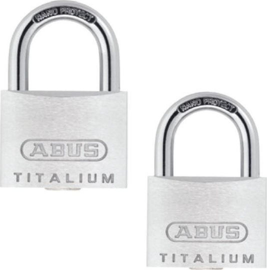 Abus Titalium 64ΤΙ Алуминиево Лукето Заключване на скоба с ключ 20мм Сребрист 2бр