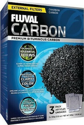 Fluval Carbon Biologisches poröses Material für Aquariumfilterzubehör mit Aktivkohle 3x100gr