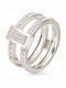 Folli Follie Ring with Stones made of Steel Gold Plated