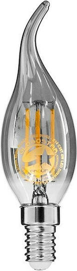 GloboStar Edison Retro Λάμπα LED 4W 120mm για Ντουί E14 και Σχήμα C35T Θερμό Λευκό 400lm Dimmable