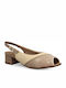 Piccadilly Anatomic Peep Toe Beige Low Heels with Strap