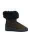 Women's Ankle Boots Platform & Fur Khaki