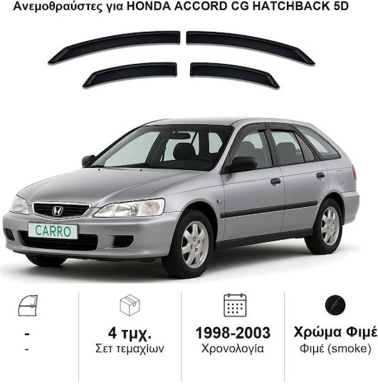 Heko Satz Windabweiser Vordere und Hintere Dark Fime für Honda Übereinstimmung 4Stück