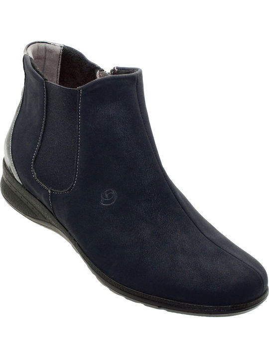 Suave 7514T Leather Women's Ankle Boots Navy Blue