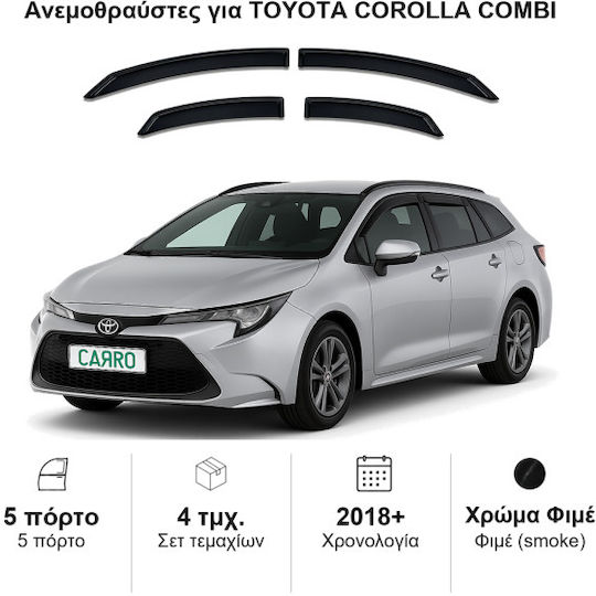 Heko Set of Windbreakers Front and Rear Car Dark Fime for Toyota Corolla 4pcs