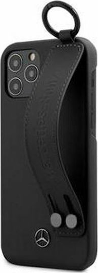 Mercedes-Benz Leather Hand Strap Back Cover Plastic / Piele Negru (iPhone 12 mini)