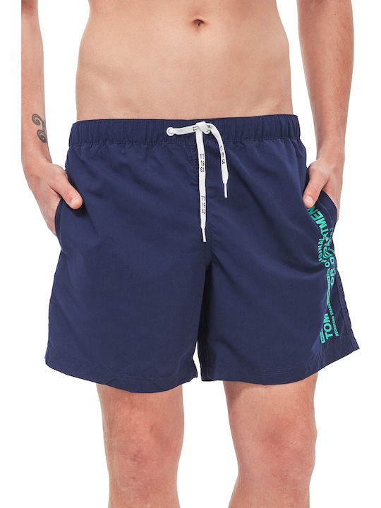 Tom Tailor Men's Swimwear Shorts Navy Blue with Patterns