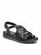 Caprice Leather Women's Flat Sandals Anatomic in Black Color