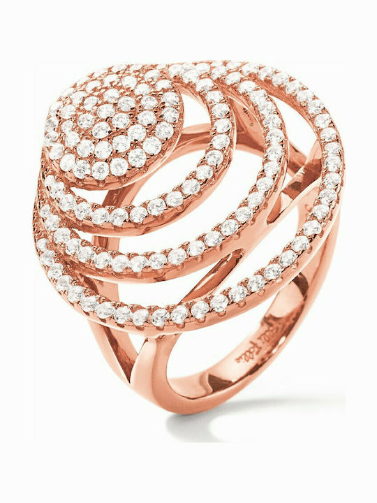 Folli Follie Cyclos Damen Ring mit Zirkonia aus Silber Vergoldet