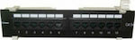 Safewell Patch Panel for Rack 1U 10" with 12 cat5e Ports Black