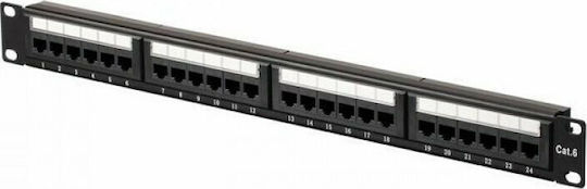 Safewell Patch Panel Unshielded για Rack 1U 19" 24 Θυρών cat5e Μαύρο