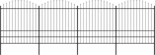 vidaXL Fencing Rails with Black Spears Metal Fence Railings with Spears in Black Color 2.0x6.8m