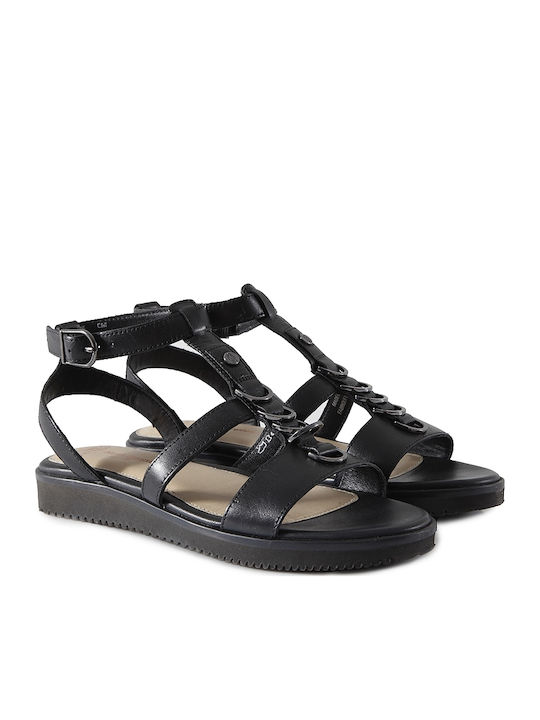 Hush Puppies Briard Ring Tstrap Sandale Casual Damă Din Piele Negre