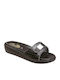 Anatomische Leder Damen Hausschuhe Sliders Schwarze