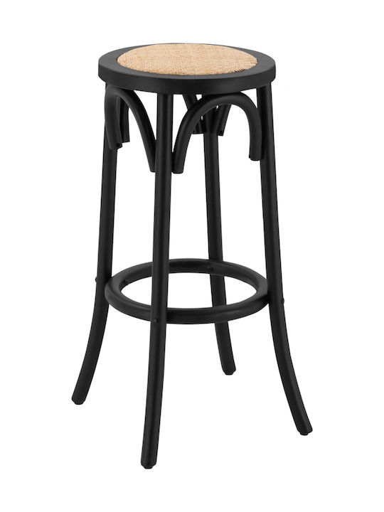 Stool Bar Black Velvet-Black Metal 36x36x70cm