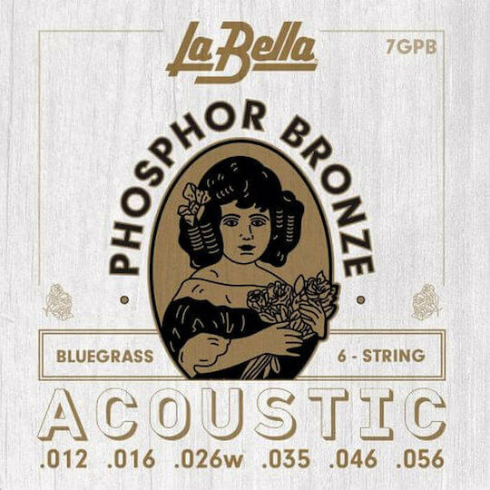 La Bella Set of Phosphor Bronze Acoustic Guitar Strings 12 - 56 Bluegrass
