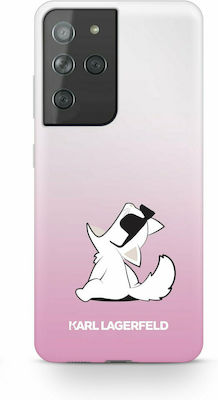 Karl Lagerfeld Choupette Eats Coperta din spate Silicon Roz (Galaxy S21 Ultra 5G) KLHCS21LCFNRCPI