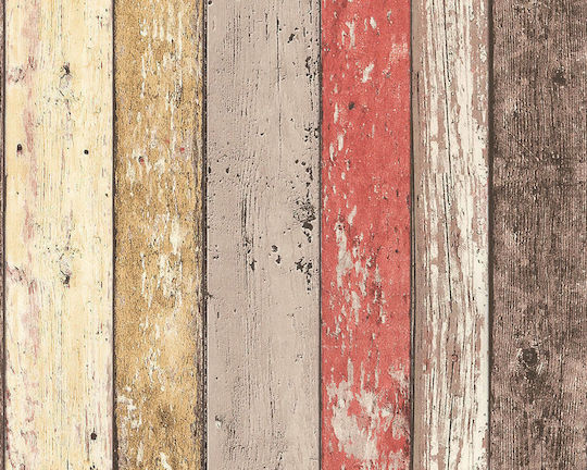 Tapet de Perete 1000x53cm Wood Stone Vinil Bej Lavabil