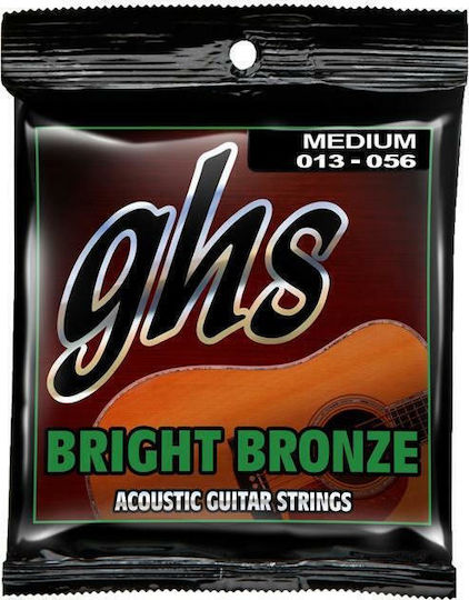GHS Strings Bright Set of Bronze Acoustic Guitar Strings 13 - 56 Medium