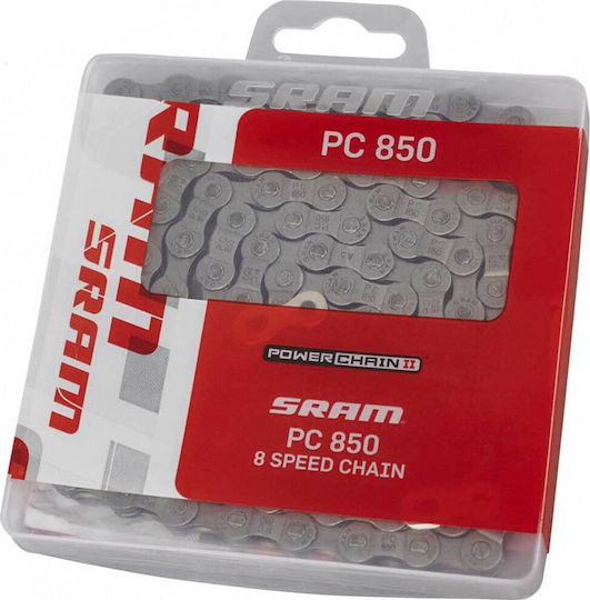 Sram PC-850 Αλυσίδα Ποδηλάτου 8 / 7 / 6 Ταχυτήτων 114L Ασημί