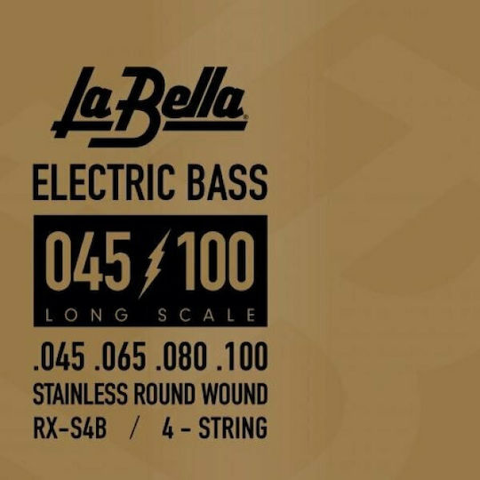 La Bella RX Oțel Inoxidabil Set Corzi Pentru Bas Oțel Inoxidabil 45 - 100 Long Scale