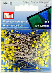 Prym Glass Headed Pins mit gelbem Glas-Kopf 029153