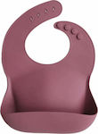 Mushie Dusty Rose Waterproof Bib Silicone with Button & Pocket Pink