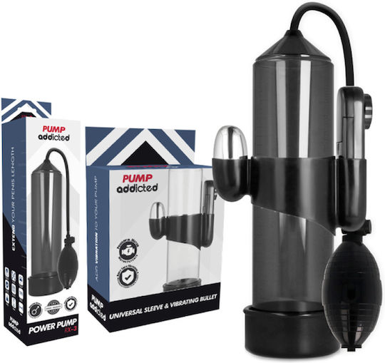 Pump Addicted RX3 with Vibrator Τρόμπα Πέους με Δόνηση Μαύρη