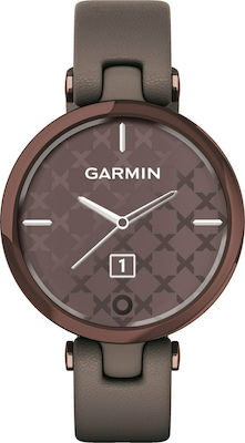 Garmin Lily Classic Stainless Steel Waterproof Smartwatch with Heart Rate Monitor (Dark Bronze Bezel with Paloma Case and Italian Leather Band)