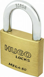 Hugo Locks Mega 50 Steel Padlock Brass with Key 50mm 1pcs