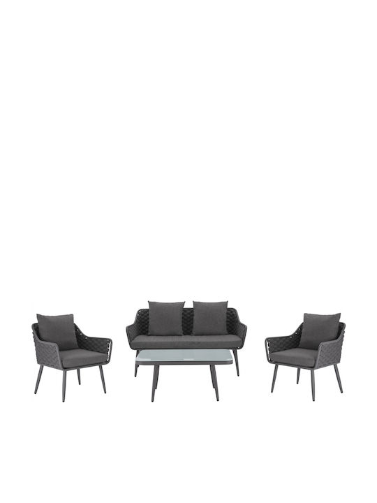 Garten- und Outdoor-Möbelsets Typsatz Wohnzimmer 4 Stück Grau mit Kissen