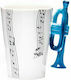 Gadget Master Musik mit Griff Trompete Becher Keramik Blau 250ml