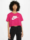 Nike Essential Damen Sportliches Crop Top Kurzarm Fuchsie