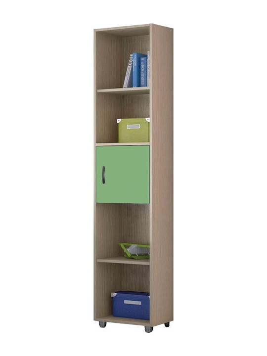 Kids Wooden Bookcase S2 Green 38.2x35x180cm