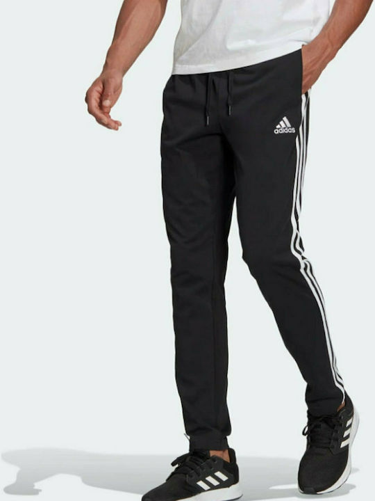 Adidas Essentials 3 Stripes Παντελόνι Φόρμας με Λάστιχο Μαύρο