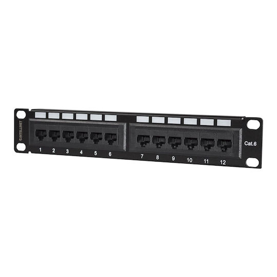 Manhattan Patch Panel for Rack 1U 10" with 12 cat6 Ports Black
