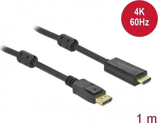 DeLock Кабел DisplayPort мъжки - HDMI мъжки 1м Черен (85955)