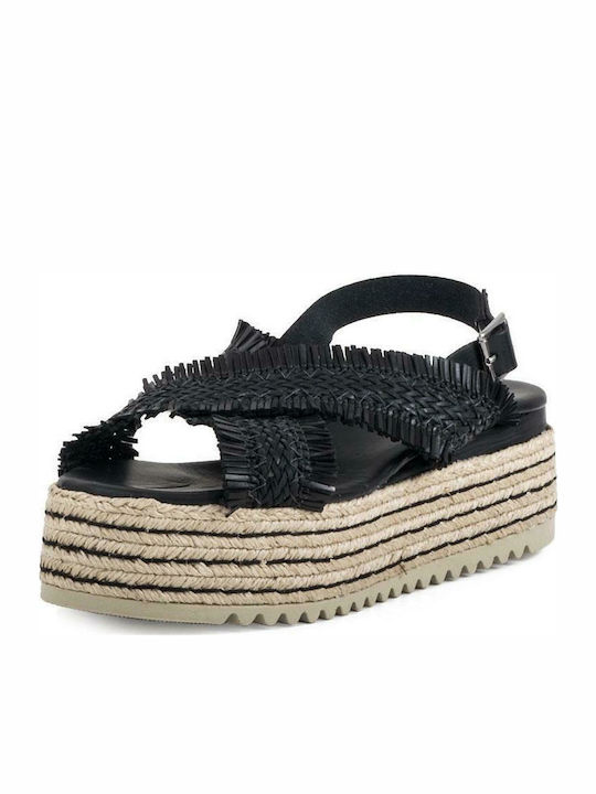 Carad Shoes CA Damen Flache Sandalen Flatforms in Schwarz Farbe