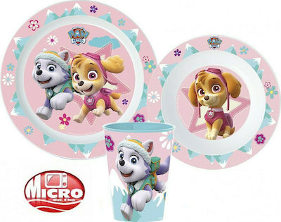 Stor Set de hrănire Paw Patrol din Plastic Roz 3buc pentru 2+ luni